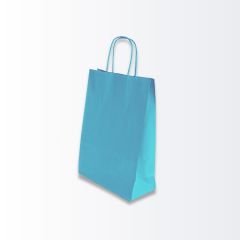 Blue paper bag with twist handle 220mm(H) x 320mm(W) x 165mm (Bottom Gusset)  - 250 Pack/carton